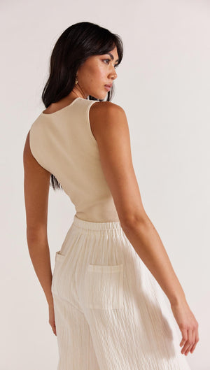 GRACIE KNIT TANK BEIGE-Staple the Label