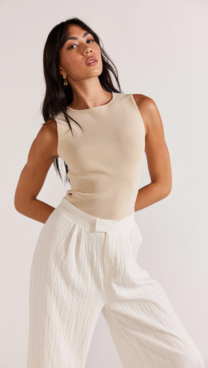 GRACIE KNIT TANK BEIGE-Staple the Label