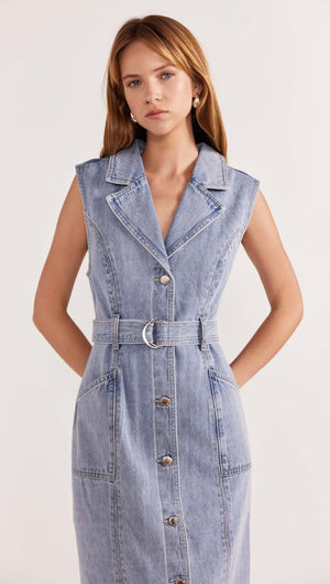 CALLA DENIM MIDI DRESS-Staple the Label