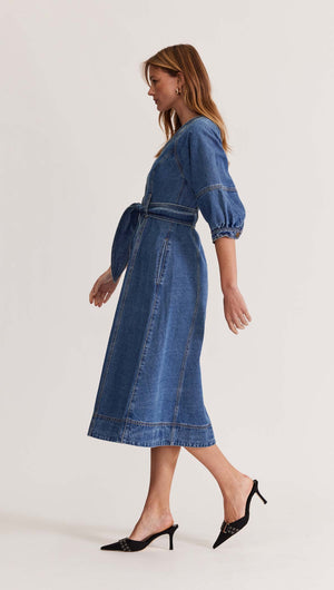 ALITA DENIM MIDI DRESS-Staple the Label