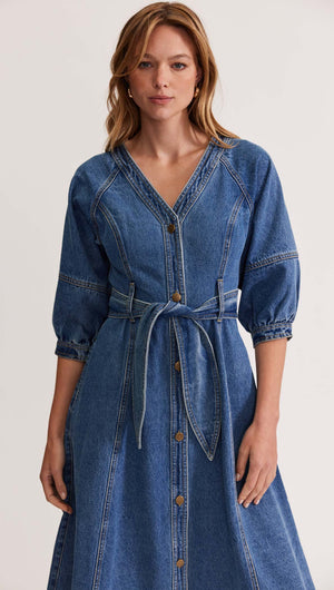 ALITA DENIM MIDI DRESS-Staple the Label