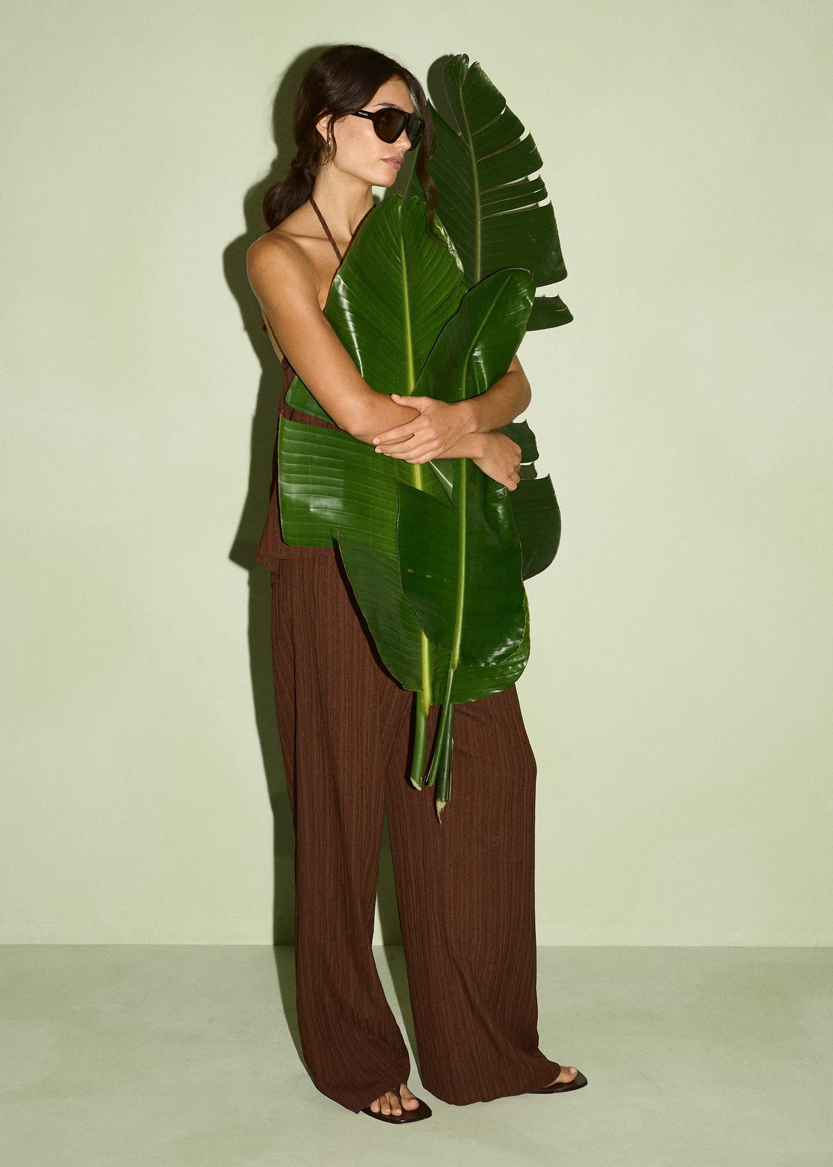 Textured Drawstring Pant in Chocolate