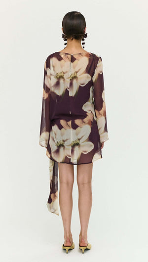 (PRE ORDER) Sheer Floral Mini Dress with Tie Detail