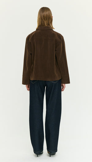 Chocolate Brown Faux Suede Barn Jacket