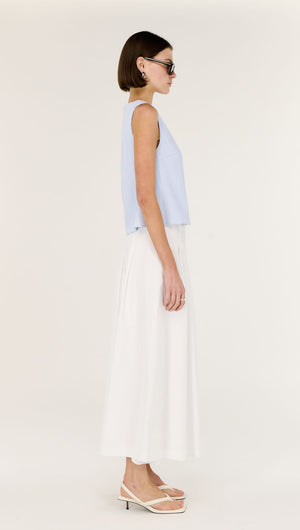 A-Line White Cotton Maxi Skirt