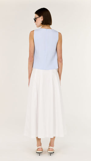 A-Line White Cotton Maxi Skirt