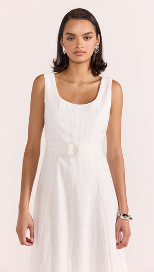 eden belted midi dress Zimmermann Eden Belted Linen & Silk Midi Dress