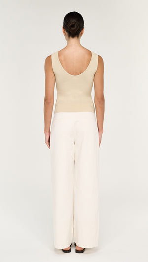 Fine Rib Knit Reversible Tank in Ecru