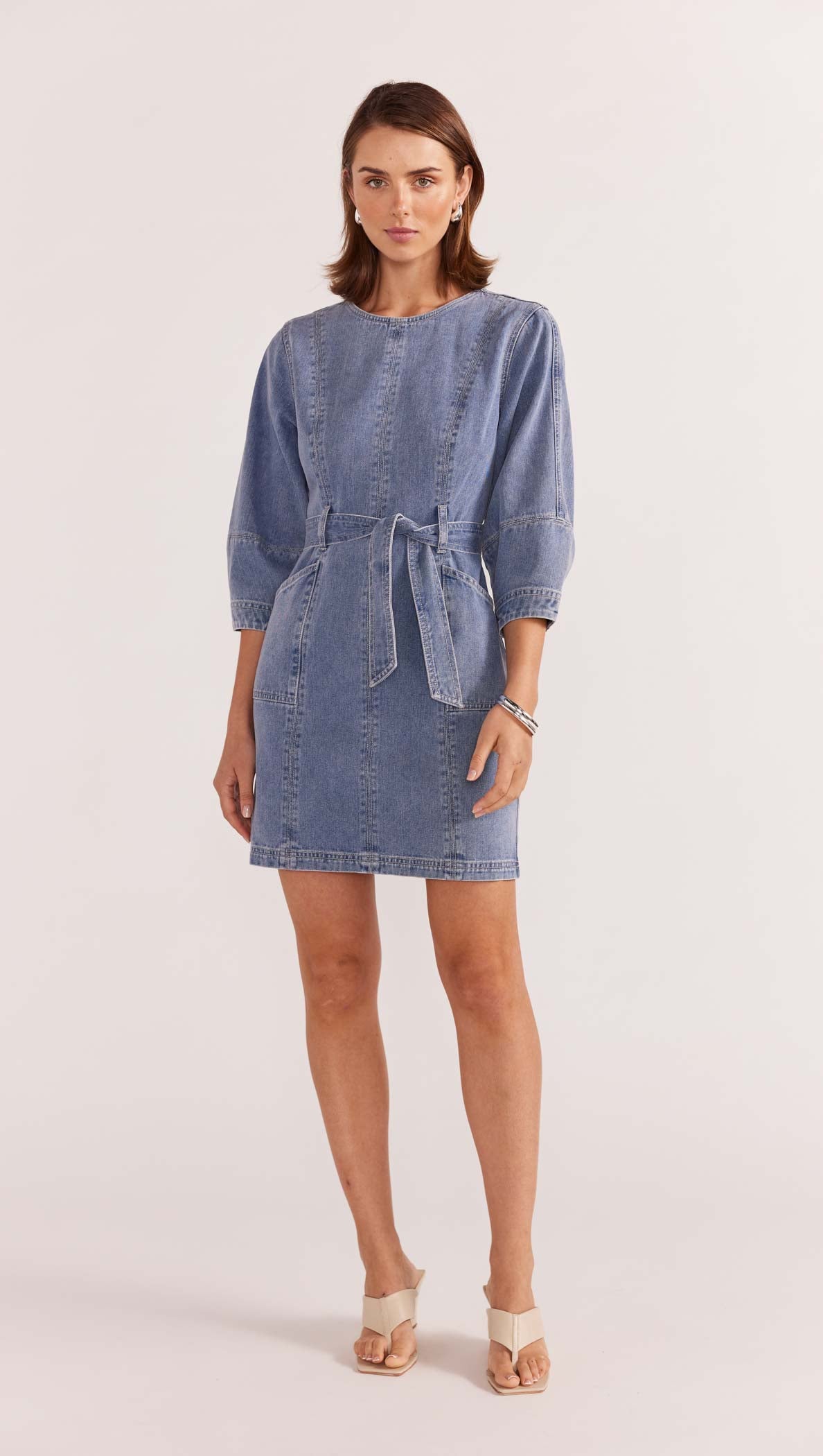 NINA DENIM MINI DRESS-Staple the Label