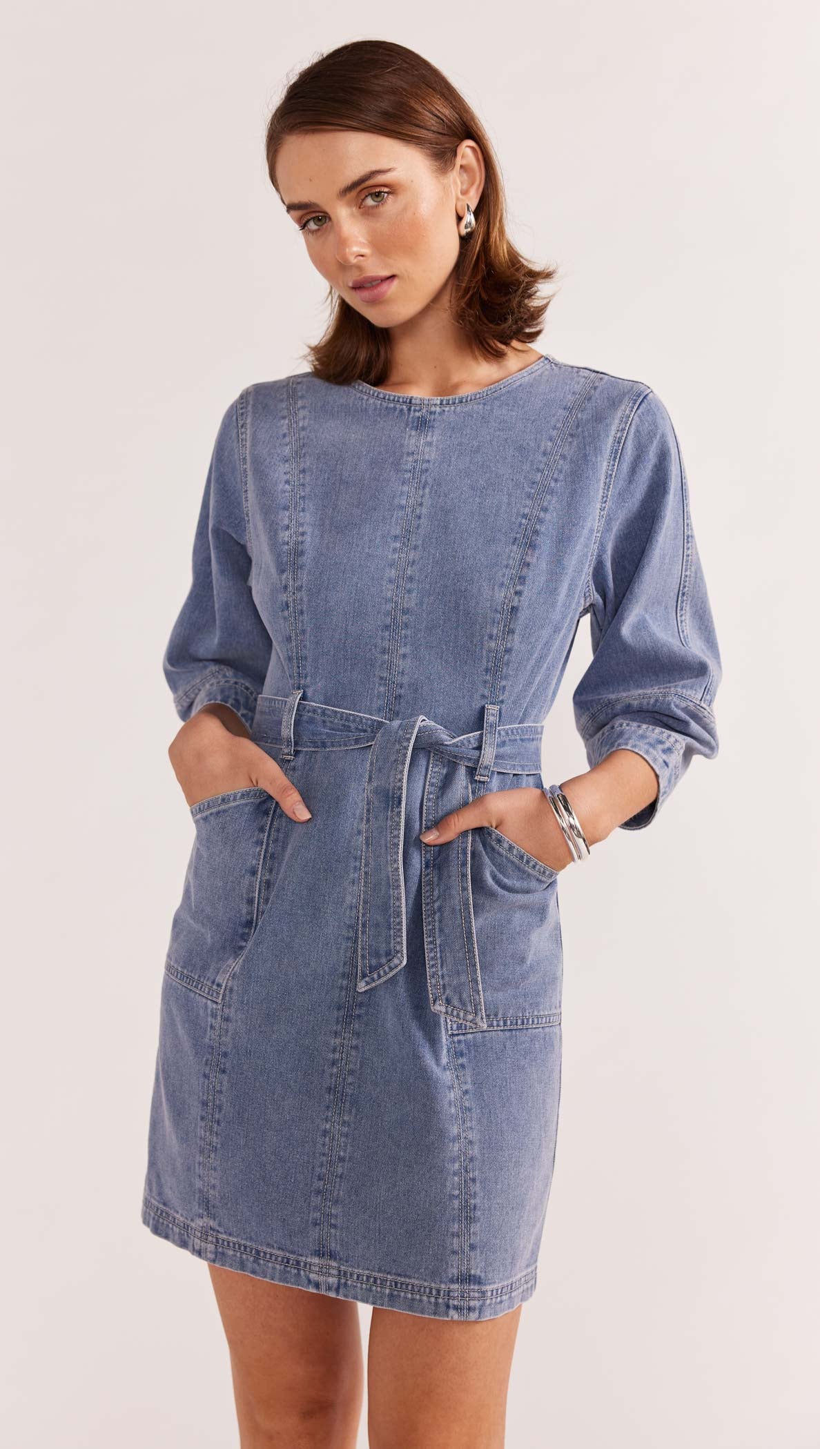 NINA DENIM MINI DRESS-Staple the Label