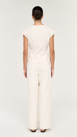 Cotton Tie Front Top with Cap Sleeve