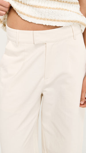 Relaxed Cotton Wide Leg Pant in Cream, showcasing the front detail and fit of the stylish pant.