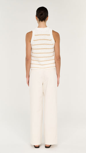 Relaxed Cotton Wide Leg Pant in Cream