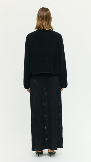 Black High Neck Cropped Sherpa Jacket