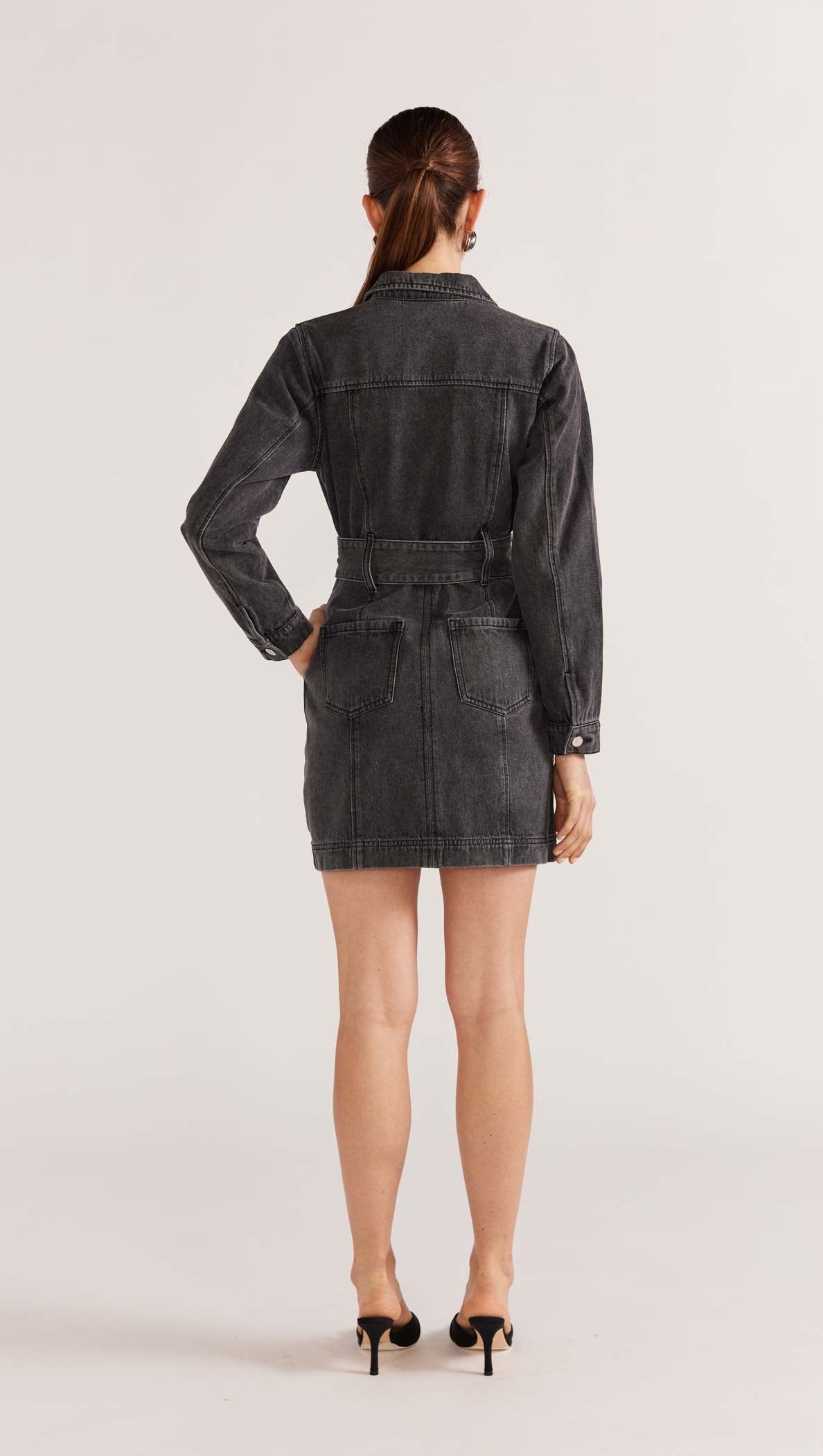 Mason Denim Mini Dress L / WASHED Black Mason Denim Mini Dress L / WASHED Black