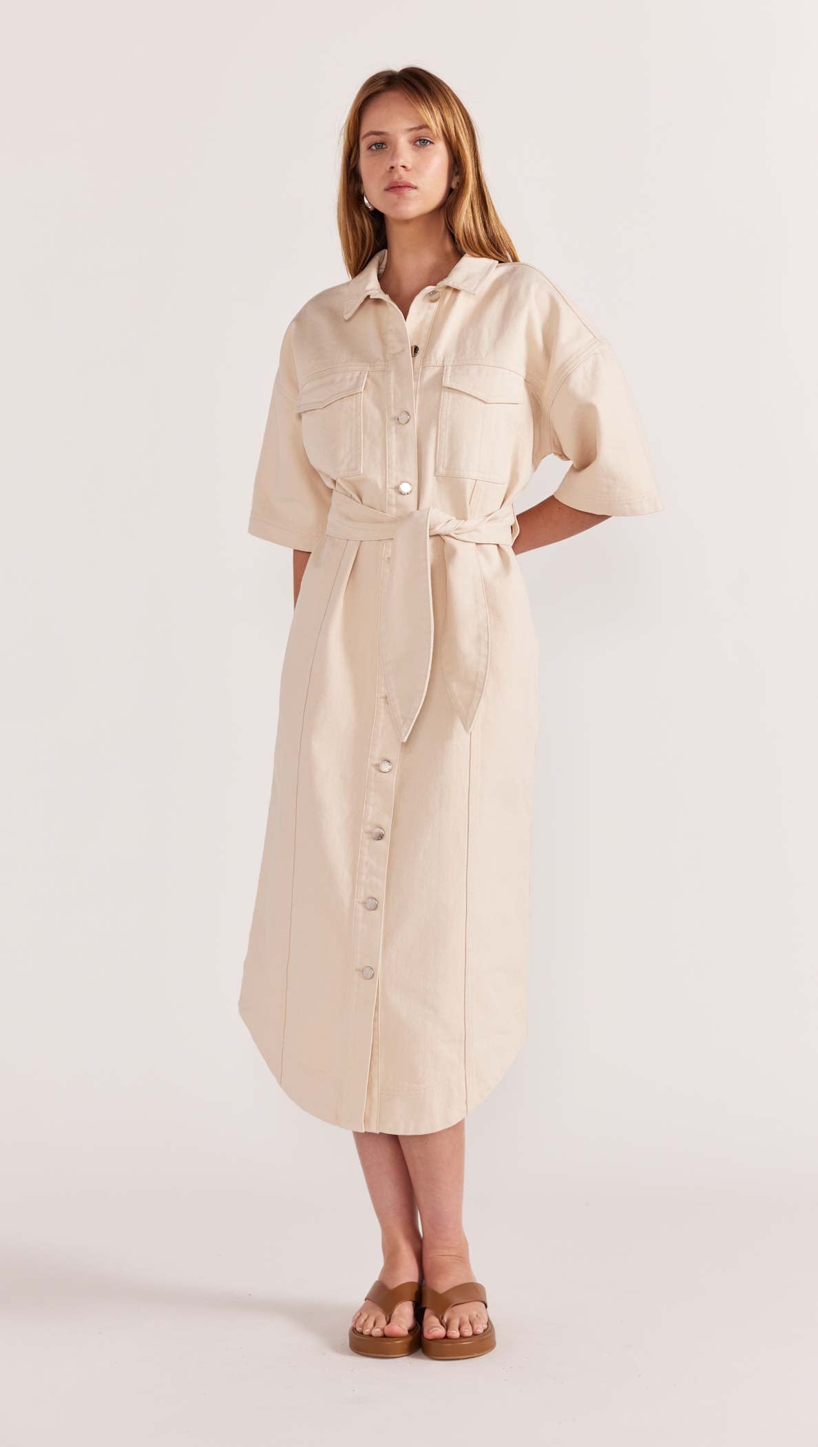 INES DENIM MIDI SHIRTDRESS-Staple the Label