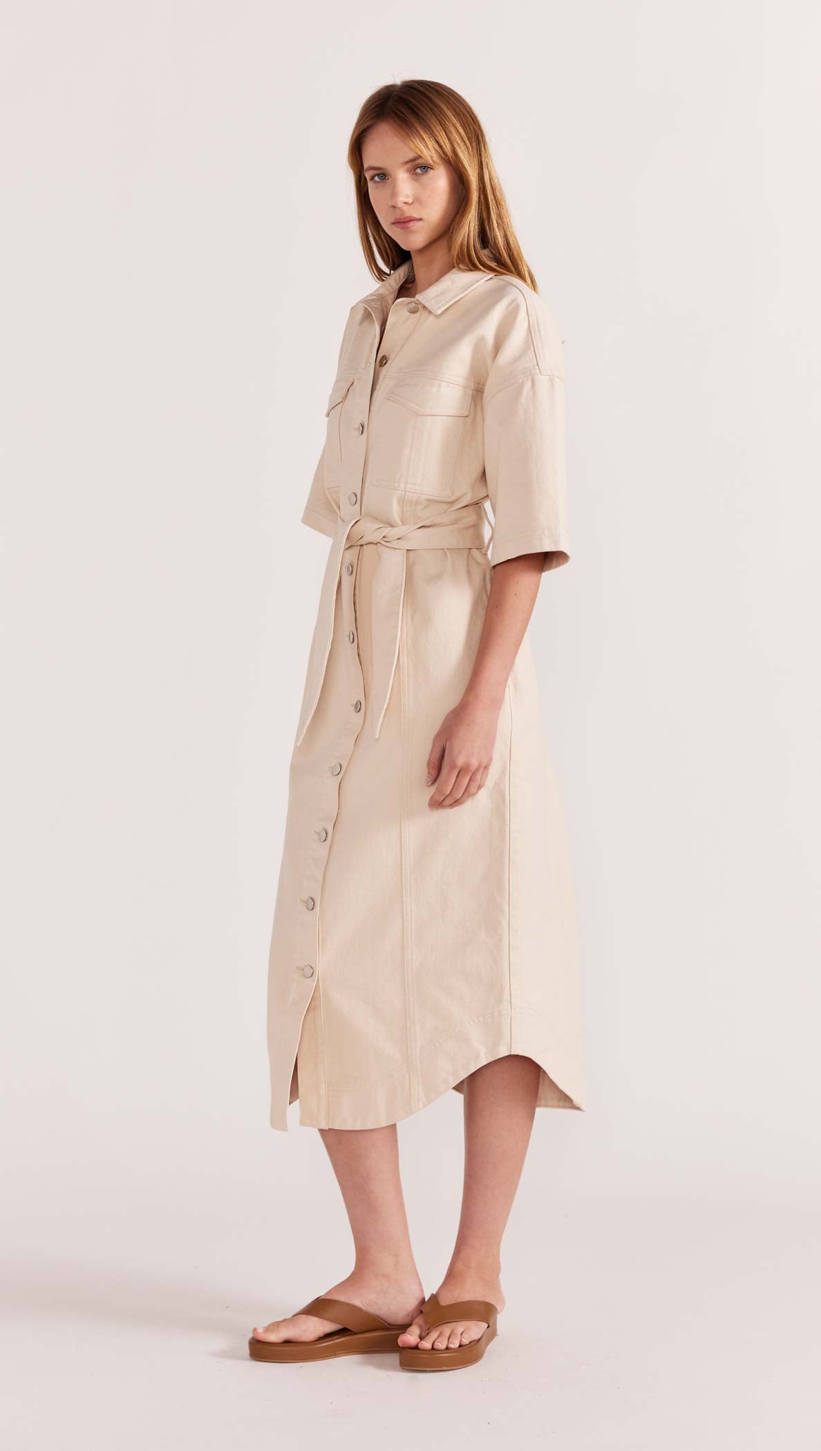 INES DENIM MIDI SHIRTDRESS-Staple the Label