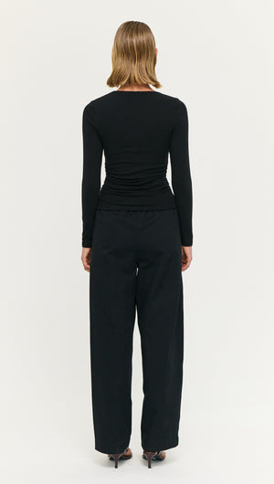Black Soft Jersey Twist Neck Top