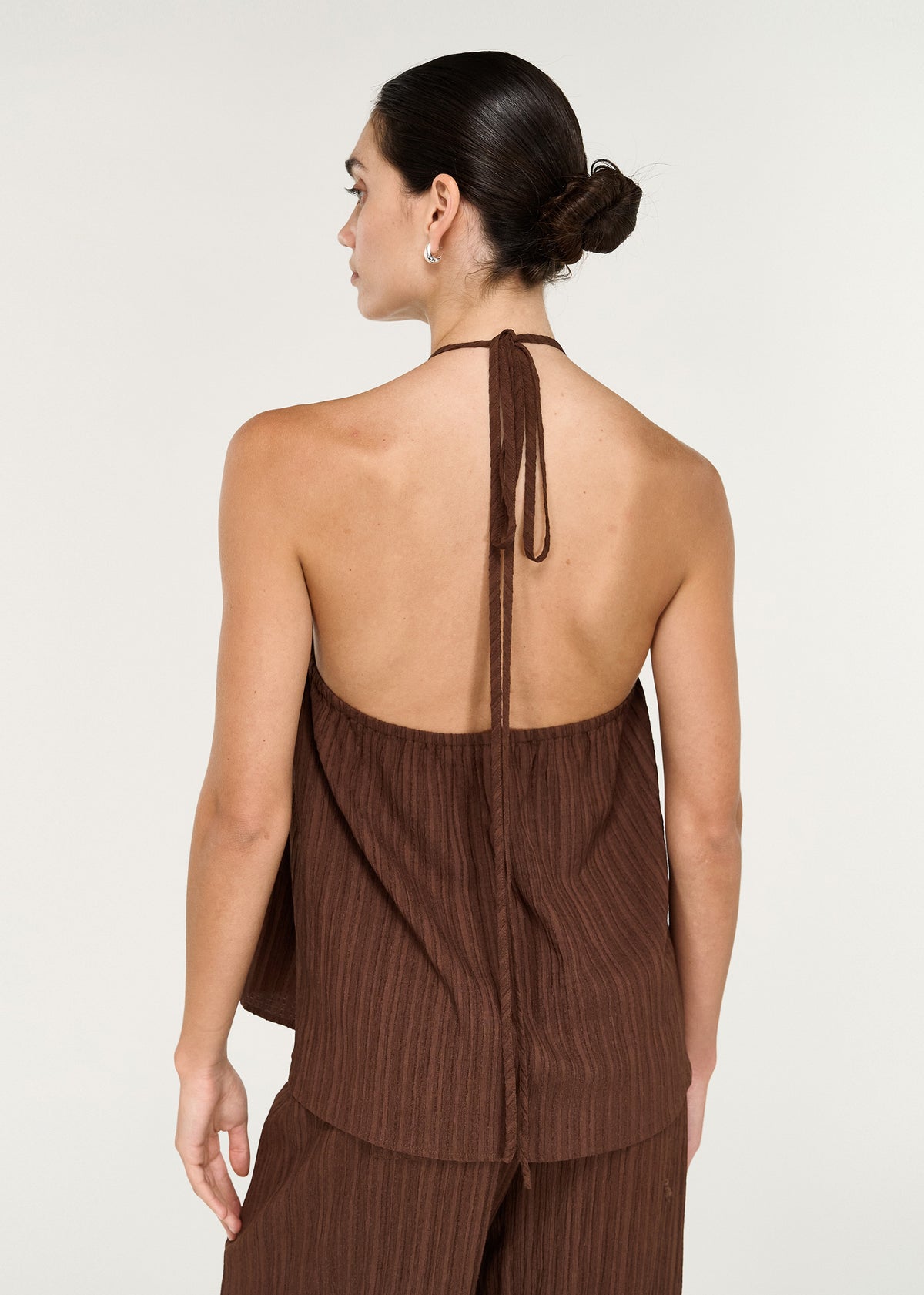 Textured Halter Top in Chocolate