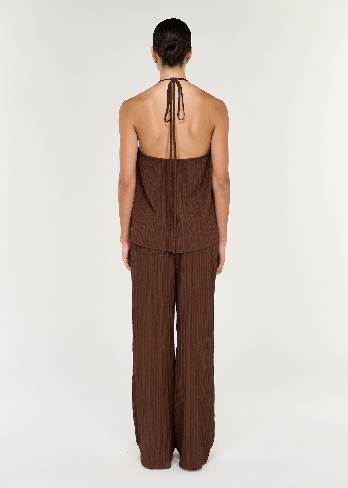 Textured Drawstring Pant in Chocolate