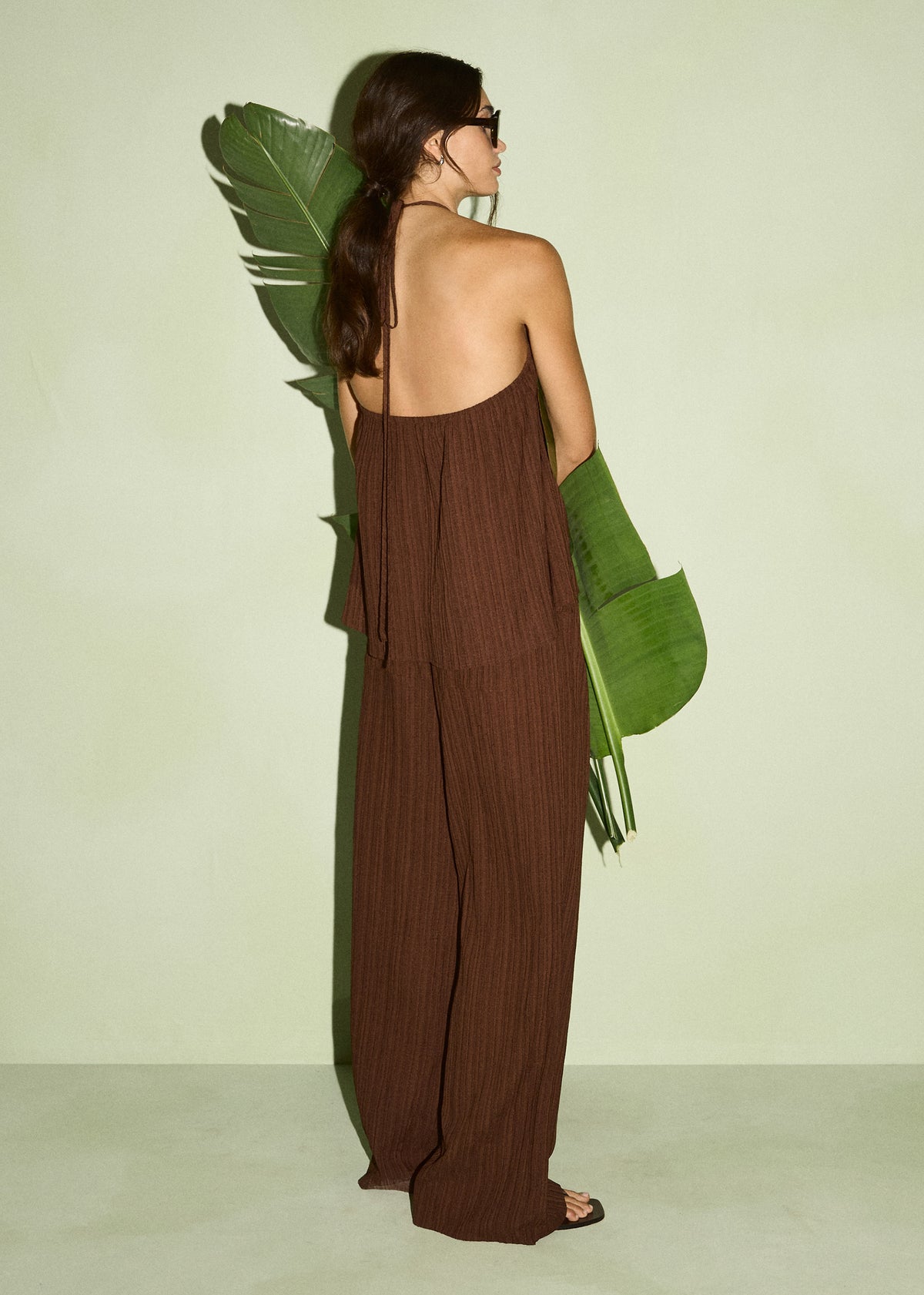 Textured Halter Top in Chocolate