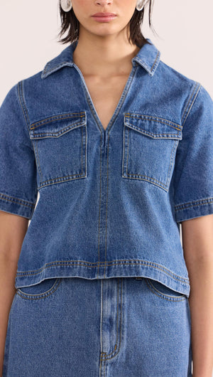 ALDEN CROP DENIM SHIRT