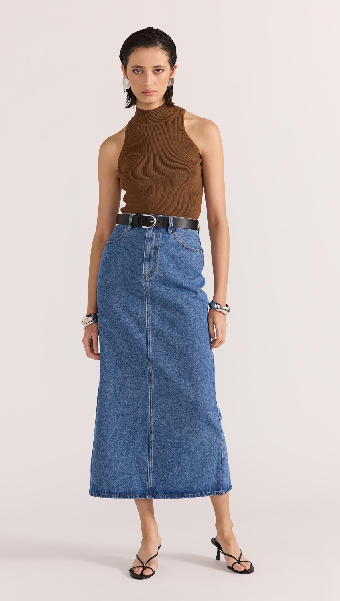 ALDEN DENIM MAXI SKIRT