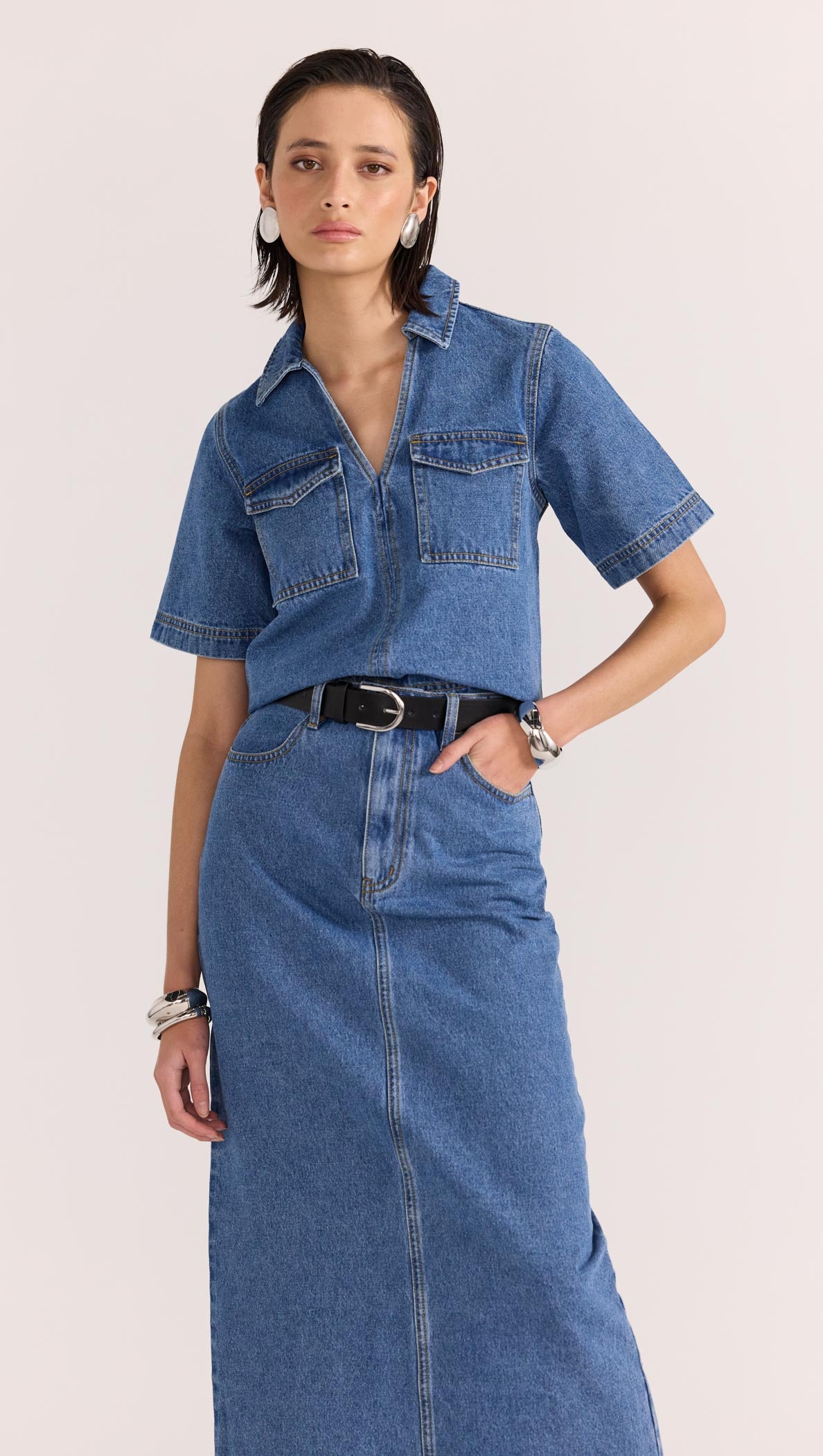 ALDEN DENIM MAXI SKIRT - Staple The Label - Staple the Label ALDEN DENIM MAXI SKIRT - Staple The Label - Staple the Label
