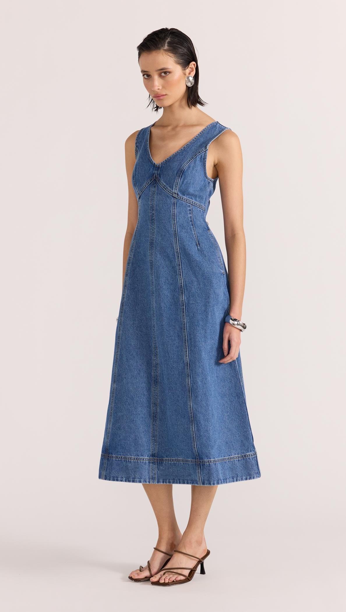 ALDEN DENIM MIDI DRESS