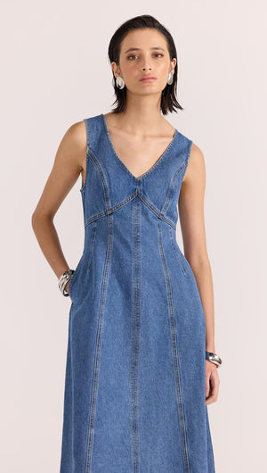 ALDEN DENIM MIDI DRESS