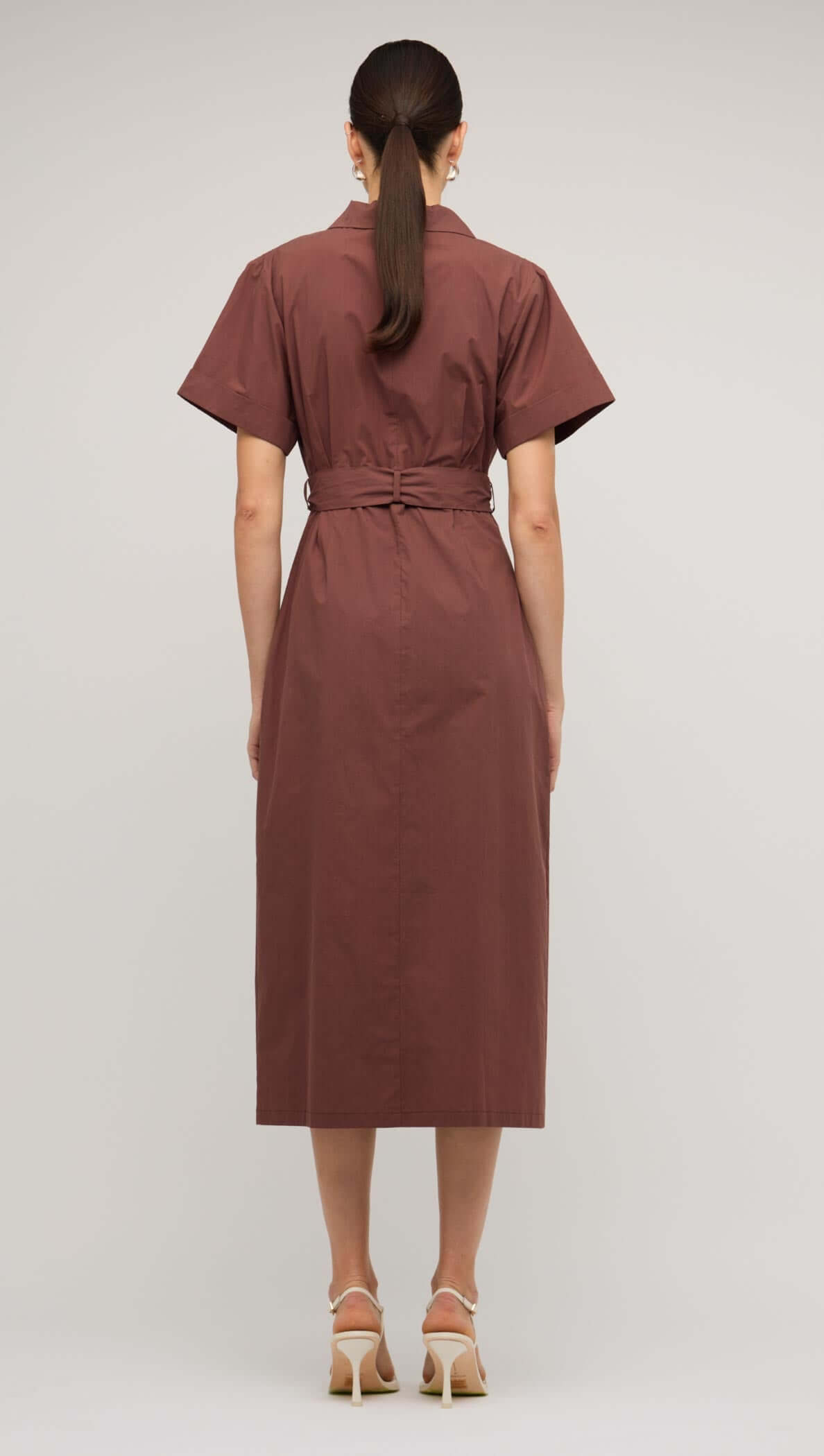 Brown Cotton Wrap Midi Shirt Dress - Ishtar XS / Chocolate Brown Cotton Wrap Midi Shirt Dress - Ishtar XS / Chocolate