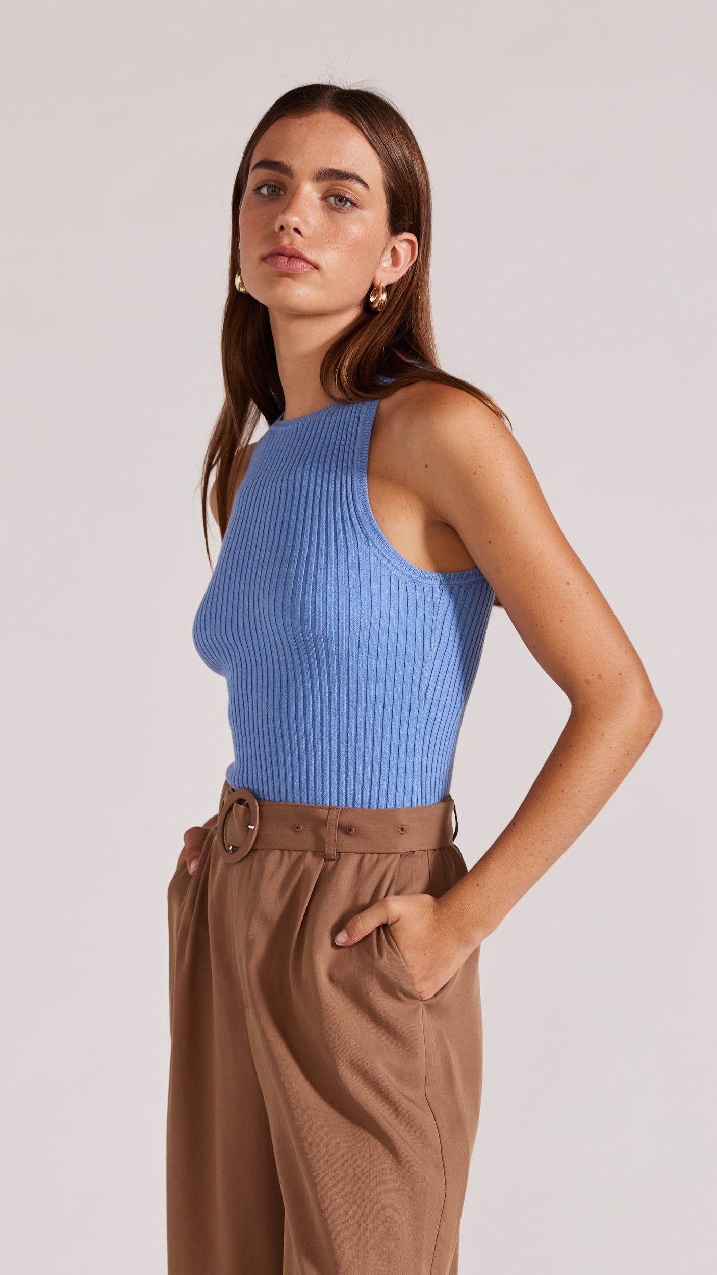 EDNA KNIT TANK PERIWINKLE BLUE - Staple the Label