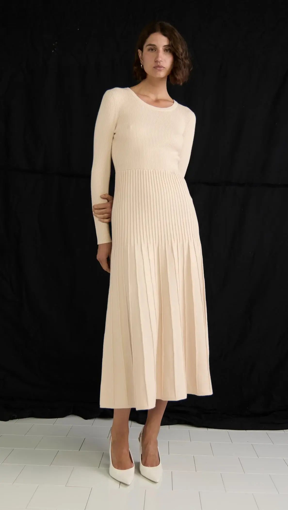midi dress knit delina seo Luna CAYLO Crafted from a soft ribbed knit Sloane Dress, XL | Black