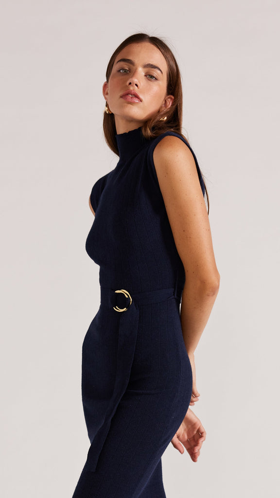 Fresa High Neck Knit Midi Dress Final Sale