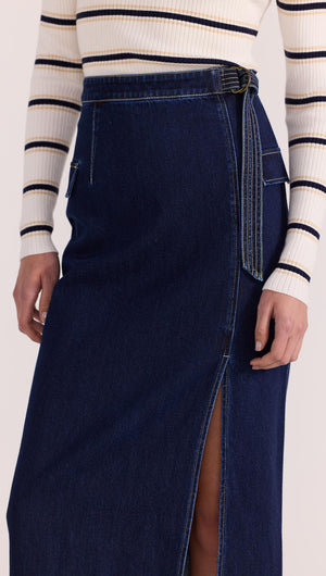 LENNOX DENIM MIDI SKIRT-SKIRT - MIDI-Staple the Label