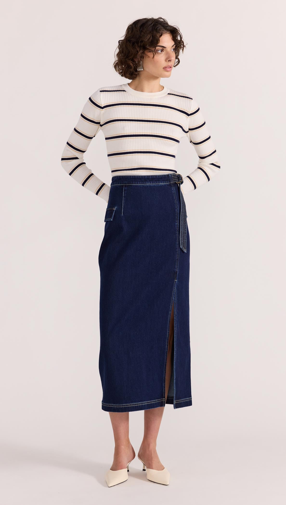 LENNOX DENIM MIDI SKIRT-SKIRT - MIDI-Staple the Label