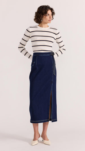 LENNOX DENIM MIDI SKIRT-SKIRT - MIDI-Staple the Label