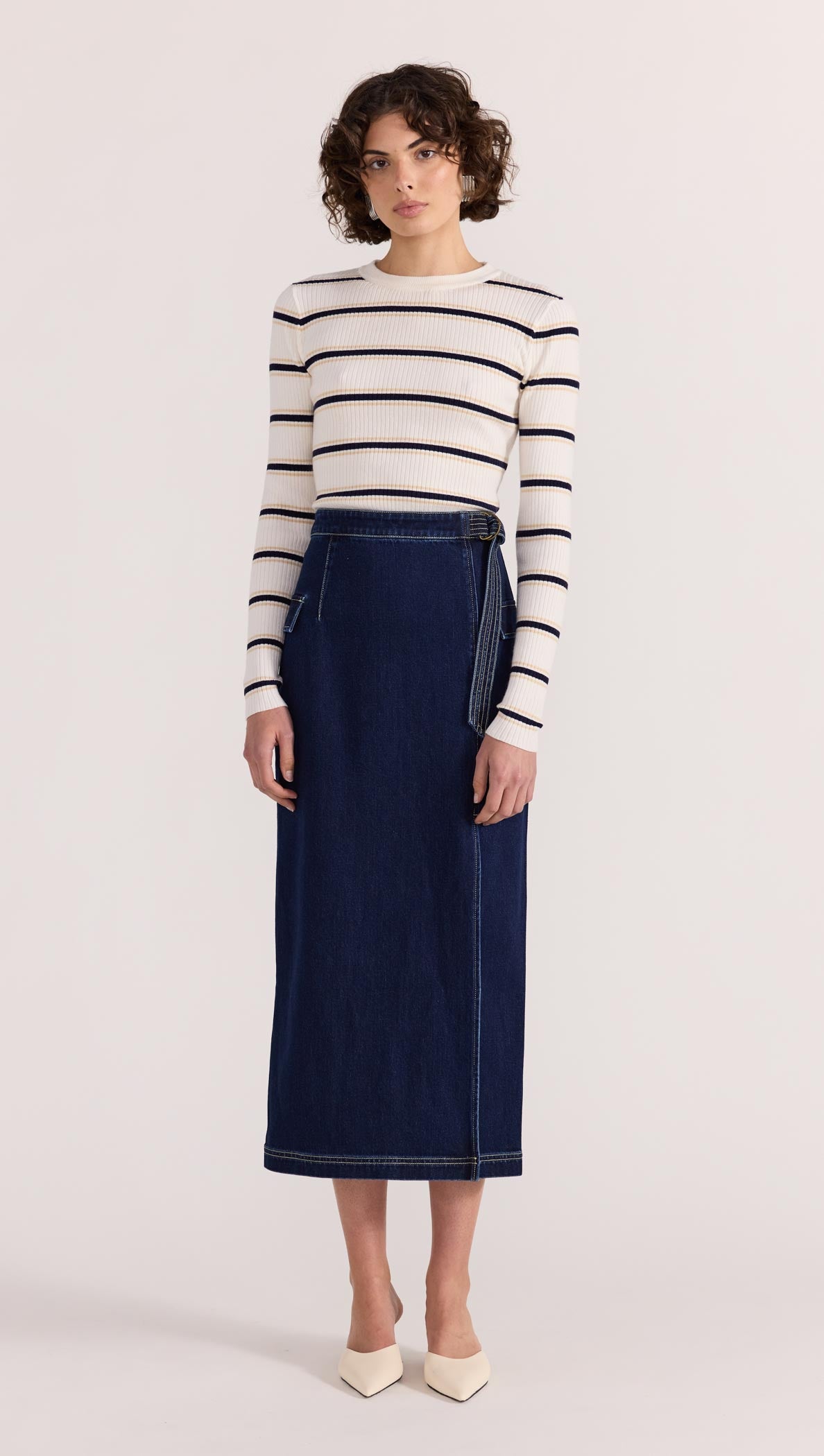 LENNOX DENIM MIDI SKIRT-SKIRT - MIDI-Staple the Label