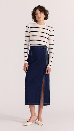 LENNOX DENIM MIDI SKIRT-SKIRT - MIDI-Staple the Label