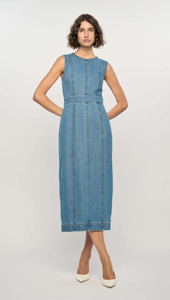 Maverick Denim Dress - Vintage Blue Midi Style
