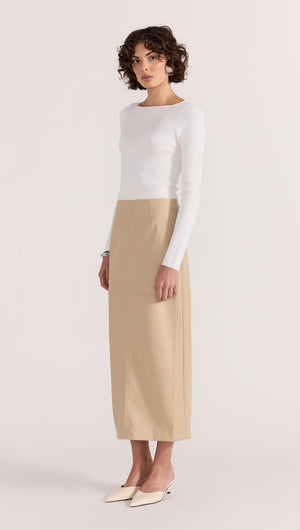 MIRA FAUX LEATHER MIDI SKIRT-SKIRT - MIDI-Staple the Label