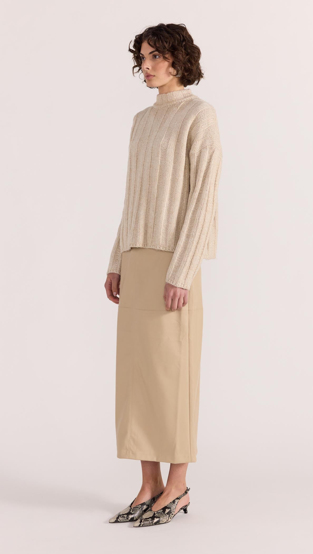 MIRA FAUX LEATHER MIDI SKIRT-SKIRT - MIDI-Staple the Label