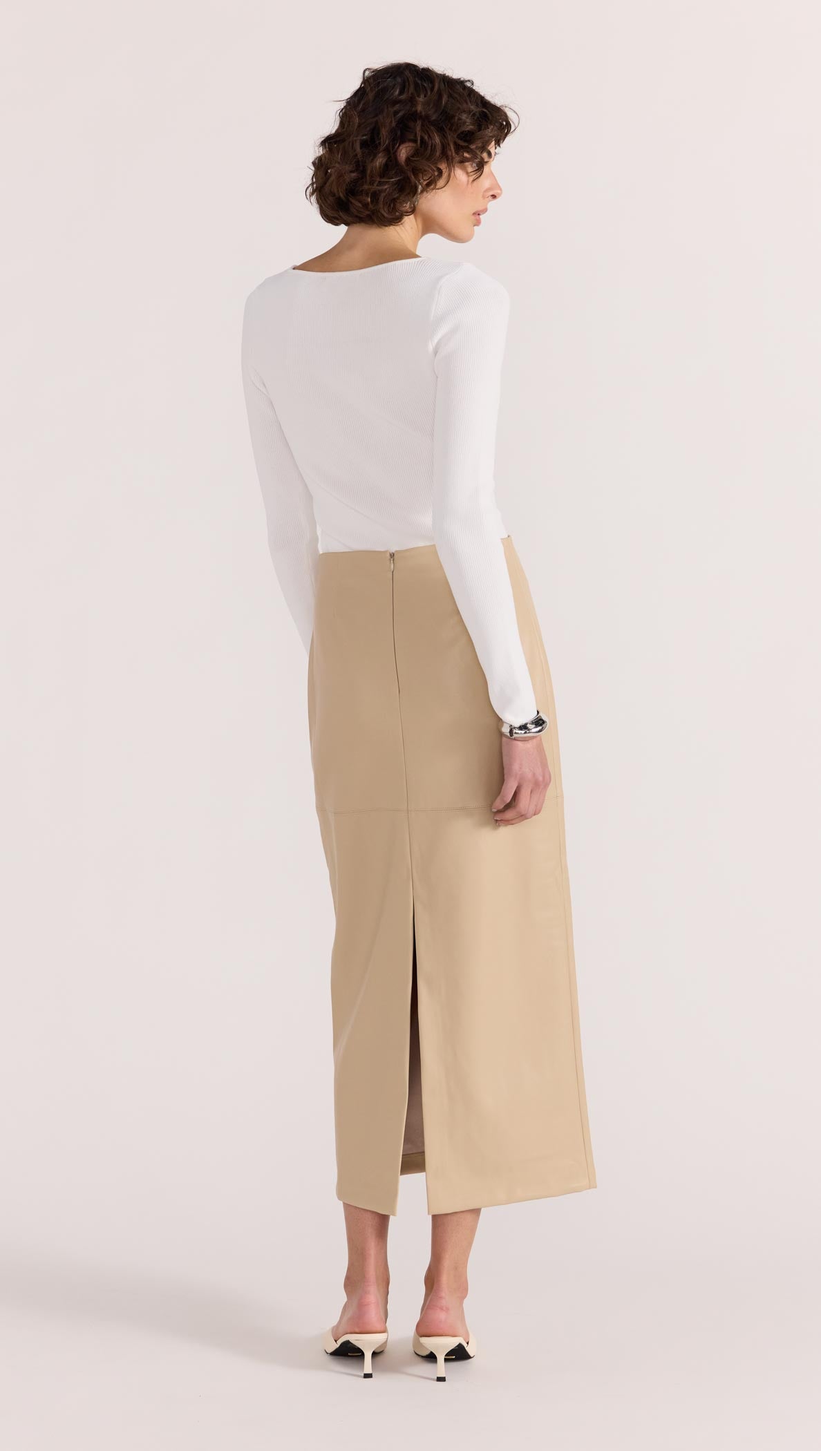 MIRA FAUX LEATHER MIDI SKIRT-SKIRT - MIDI-Staple the Label