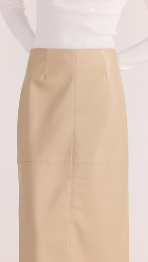 MIRA FAUX LEATHER MIDI SKIRT-SKIRT - MIDI-Staple the Label