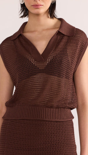 PORTICO CROCHET POLO TOP