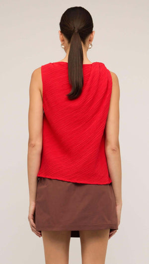 Red Crepe Twist Top