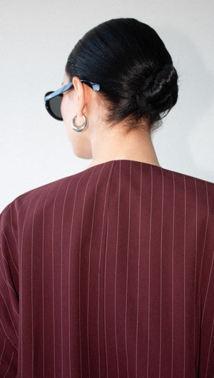 Burgundy Pinstripe Cropped Jacket