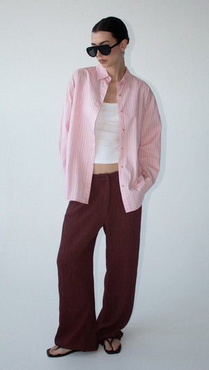 Oversized Cotton Shirt with Back Button Detail
