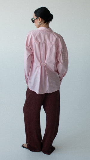 Oversized Cotton Shirt with Back Button Detail
