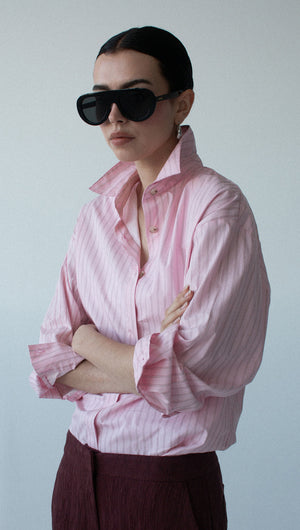 Oversized Cotton Shirt with Back Button Detail
